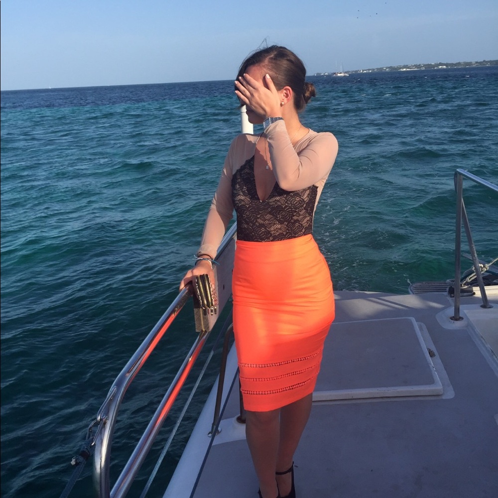 Neon coral skirt
